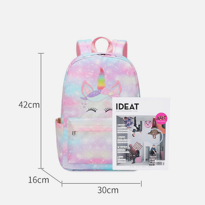 Einhorn-Schulrucksack für Mädchen, Kinder, Grundschule, Büchertasche, Lunchtasche-Set