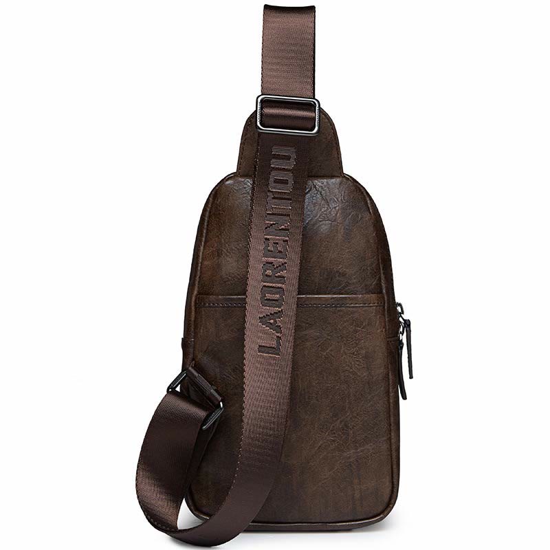 Herren Leder Sling Bag Brusttasche Ein-Schulter-Rucksack Umhängetasche