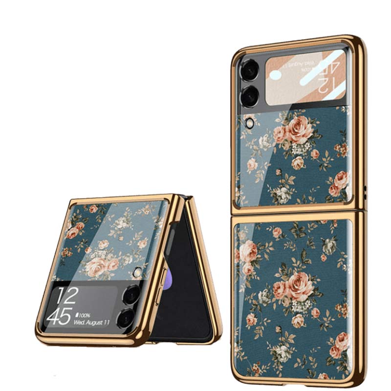 Samsung Galaxy Z Flip 3 Hülle Floral Premium Dünn Transparent Hart PC Handyhülle