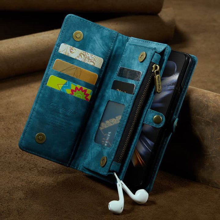 Robuste magnetische Leder-Brieftaschenhülle für Z Fold 4 mit Handschlaufe