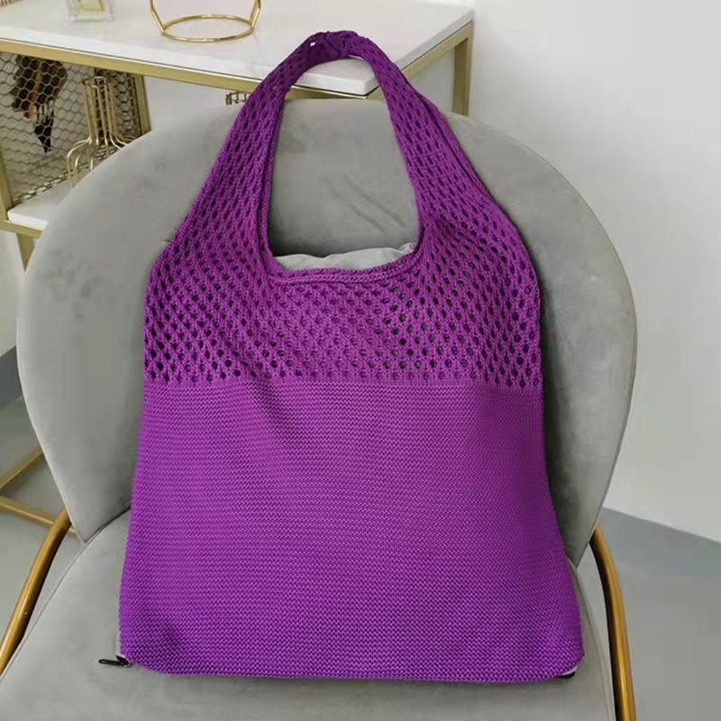 Einkaufstasche für Frauen im ethnischen Stil aus Wolle gestrickte Schultertasche