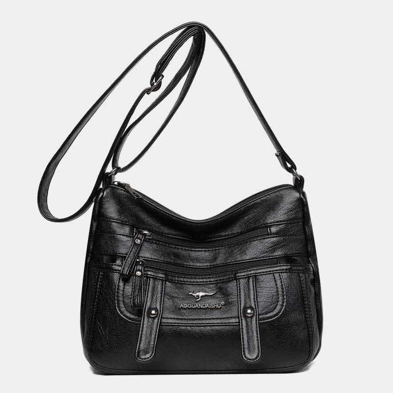 Umhängetasche für Damen, mehrere Taschen, weiches Leder, Reißverschlusstasche, Schultertasche