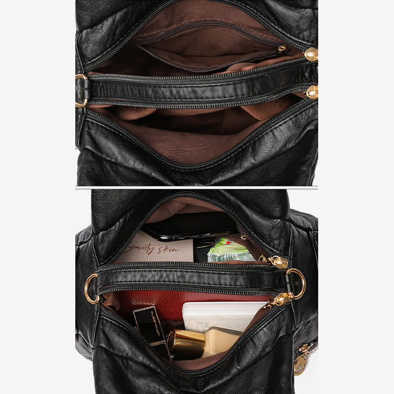 Umhängetasche mit mehreren Taschen für Damen, bunt, groß, Leder, Umhängetasche