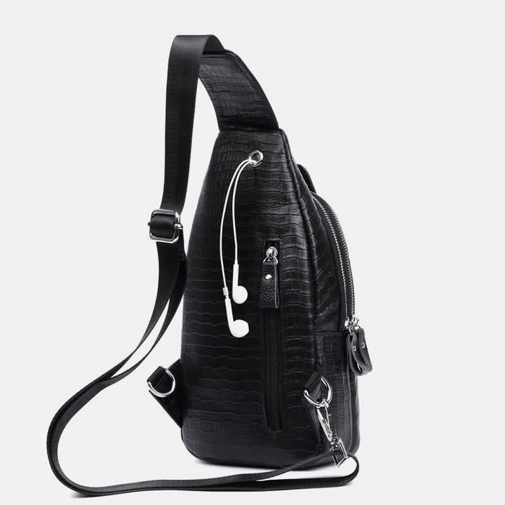 Krokodilleder Sling Bag Brust Rucksack Outdoor Reisen Wandern Sport Daypacks