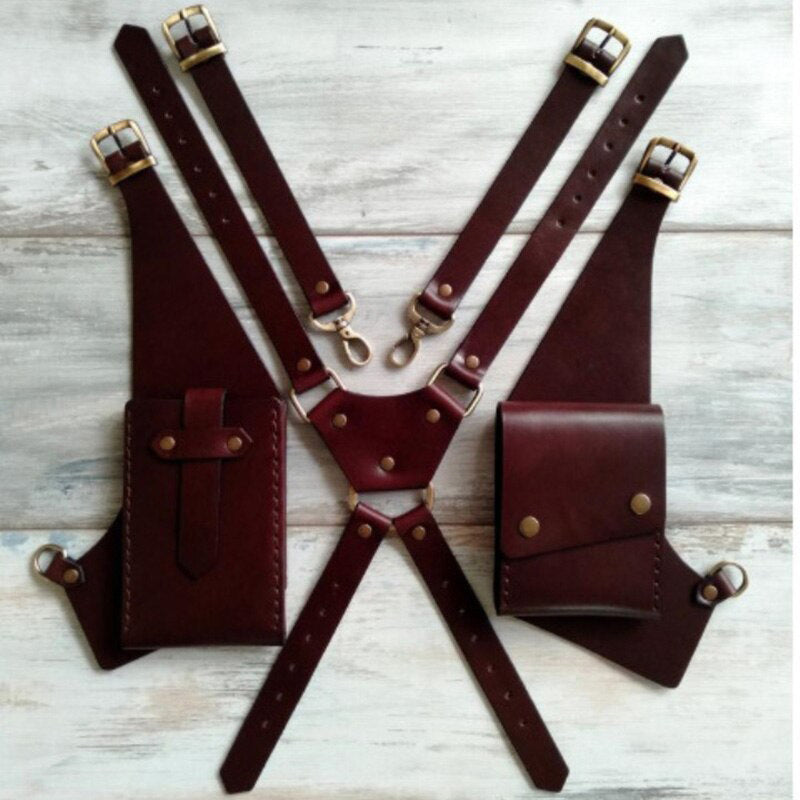 Retro-Telefon-Schulterholster aus Leder mit verstellbaren Riemen für tägliche Kostümpartys
