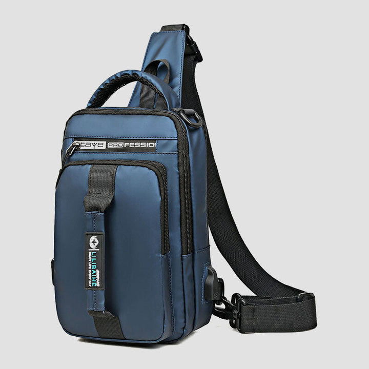 Wasserdichte, großvolumige Schultertasche mit mehreren Tragemöglichkeiten und USB-Ladeanschluss
