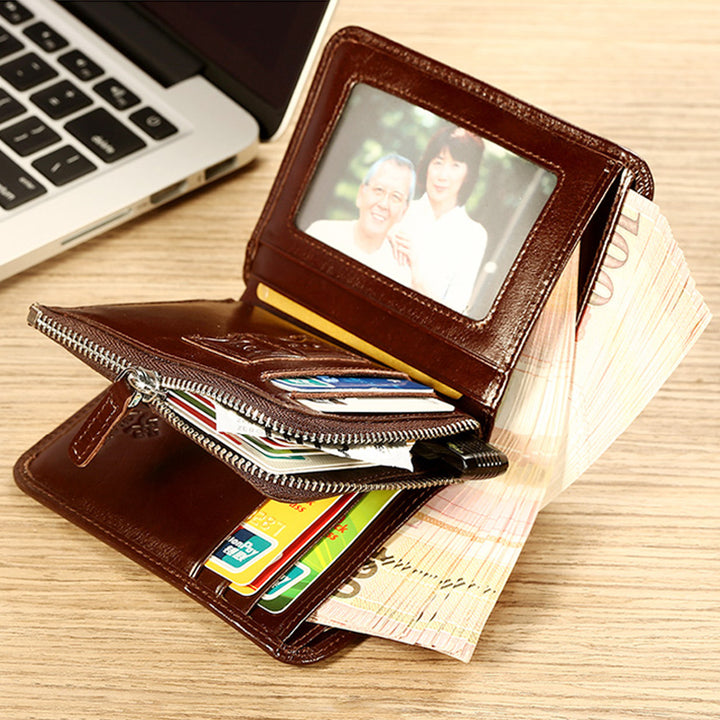 Solide RFID Echtleder Geldbörse Organizer Geldbörse