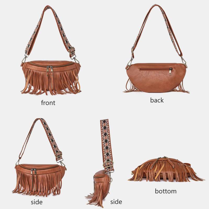Kunstleder Quaste Gürteltasche Brusttasche für Damen