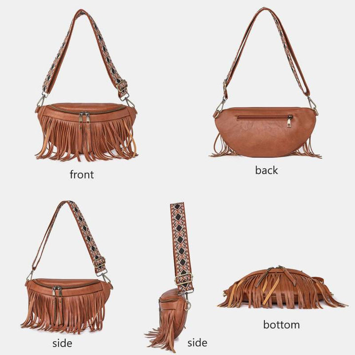 Kunstleder Quaste Gürteltasche Brusttasche für Damen