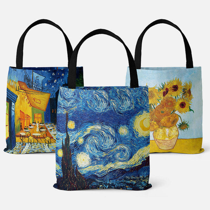 Schultertasche für Frauen mit Sternenhimmel, Ölgemälde, Leinwand, Strand