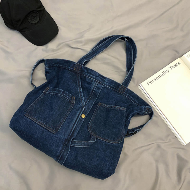 Denim-Einkaufstasche für Damen, große Kapazität, Umhängetasche - image 10