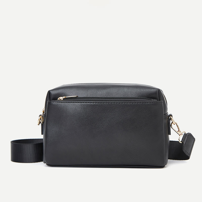 Kleine Umhängetasche mit drei Reißverschlüssen, Kunstleder, lässige Handtasche, Kamera-Geldbörse
