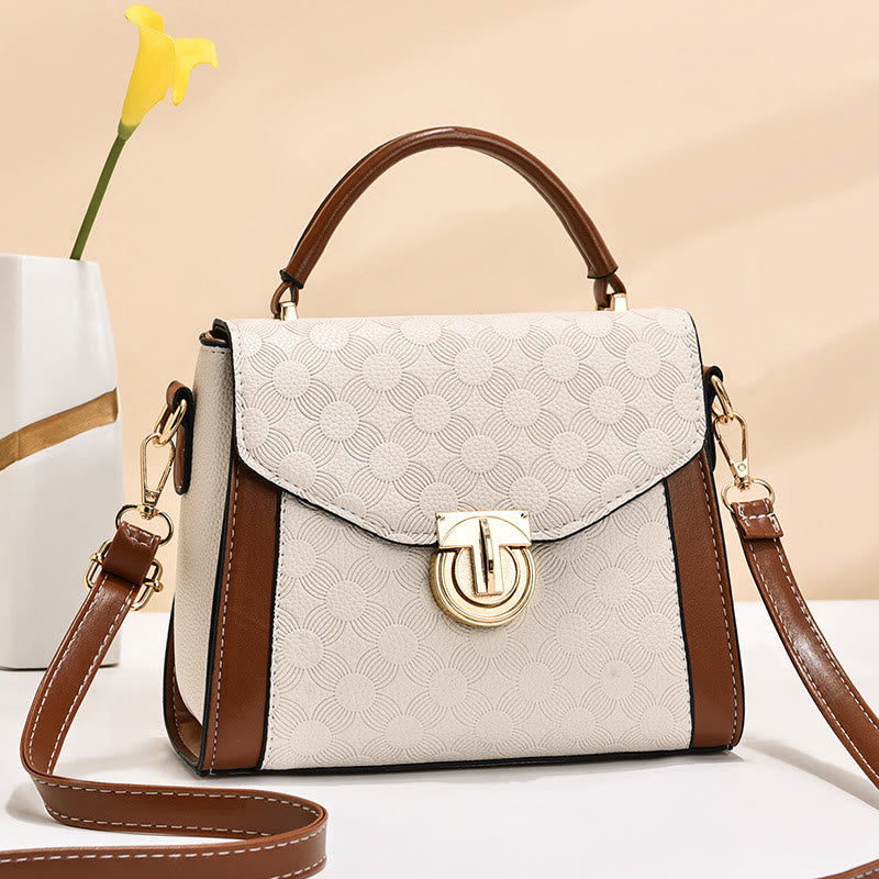 Clamshell-Tasche mit Henkel oben für Damen, klassische Farbe, kleine Umhängetasche