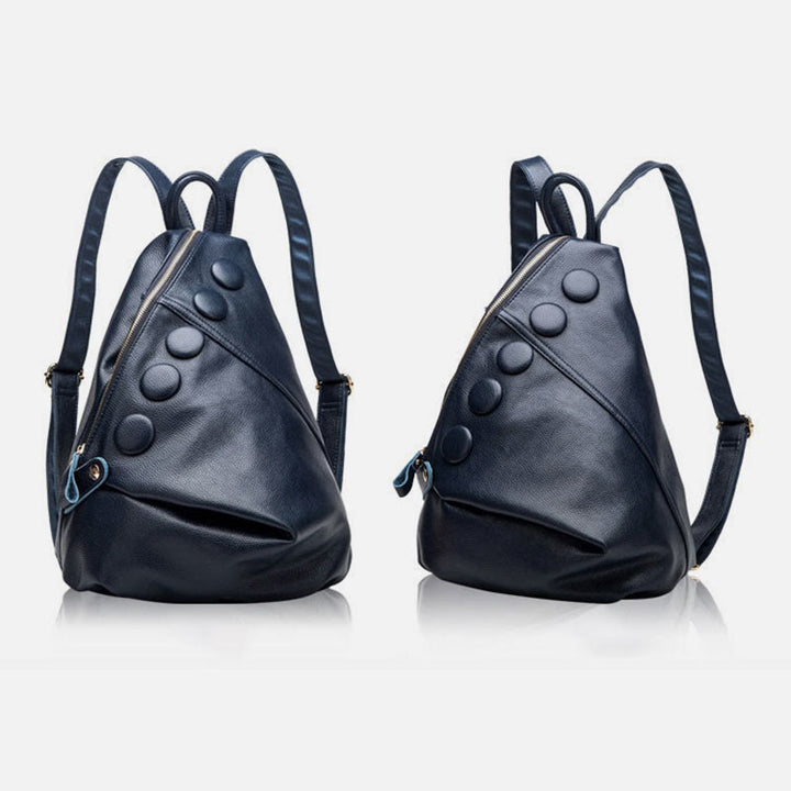 Einfarbiger Lederrucksack für Damen und Jugendliche