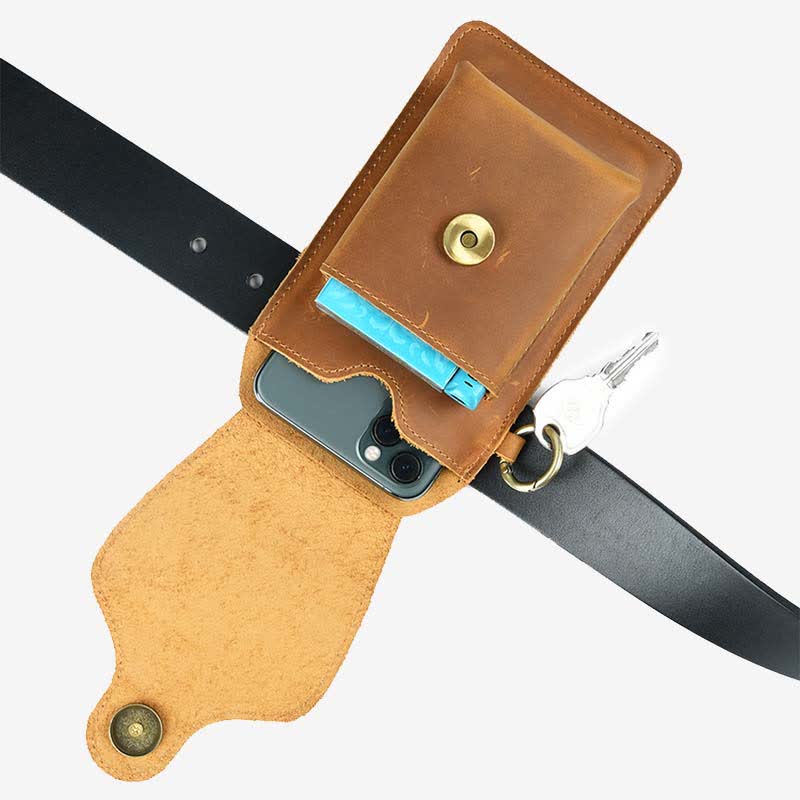 Echtes Leder Telefon Holster für Männer EDC Telefon Gürtel Pack Tasche