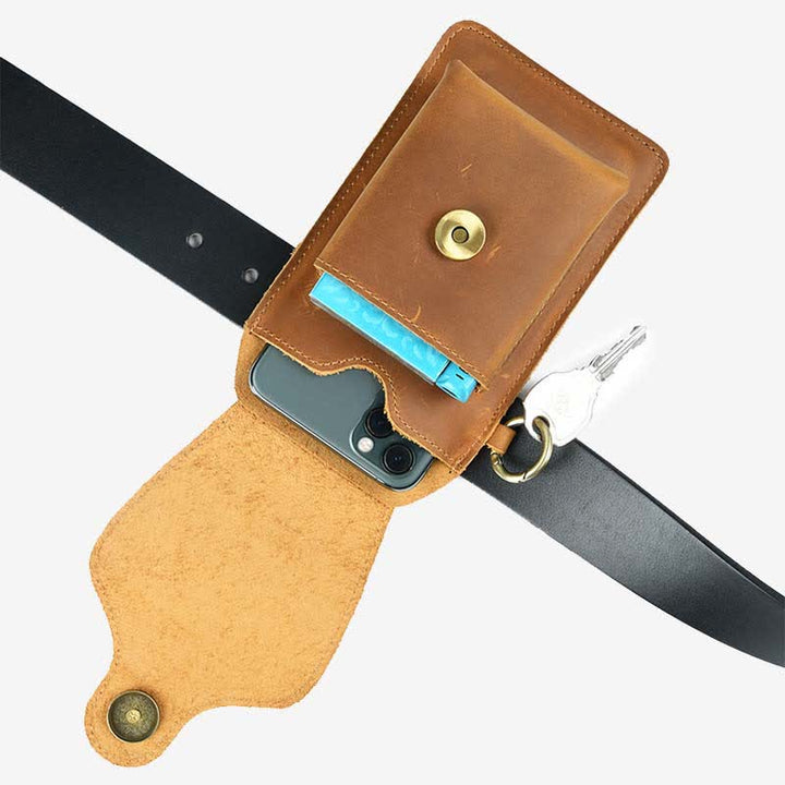 Echtes Leder Telefon Holster für Männer EDC Telefon Gürtel Pack Tasche