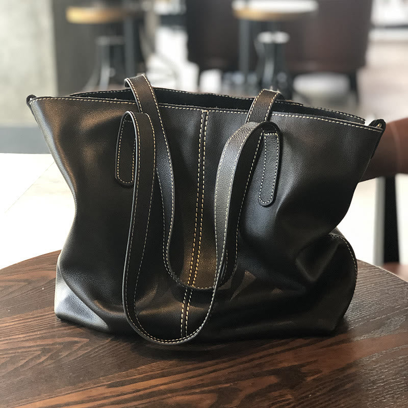 Tragetasche aus echtem Leder für Damen, lässige Schultertasche mit Umhängegurt