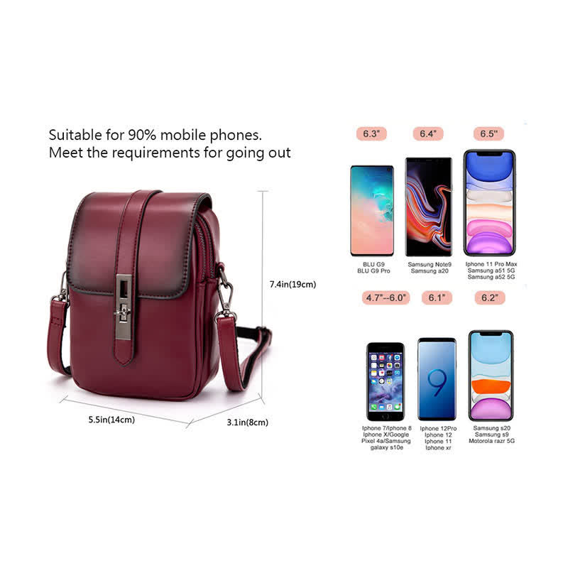 Retro-Handytasche, Mini-Umhängetasche aus Leder, Geldbörse für Damen