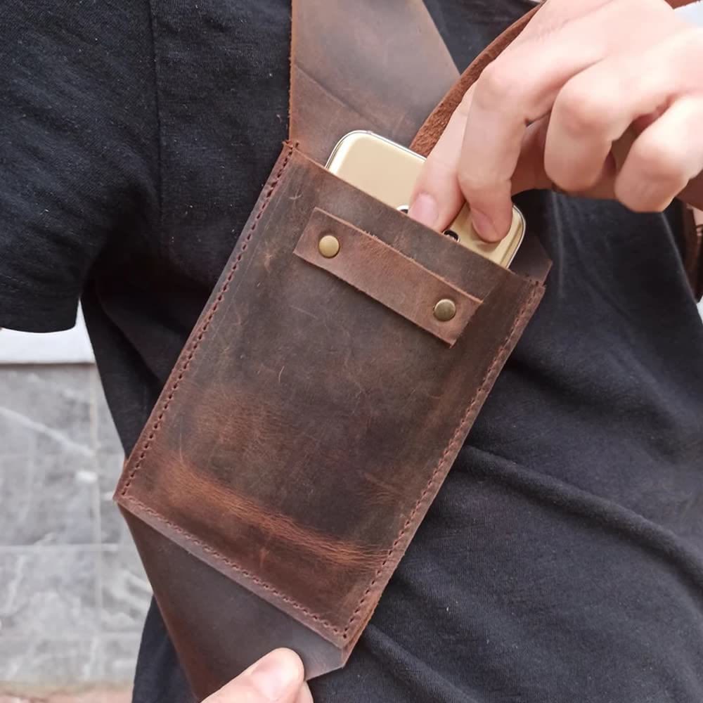 Outdoor Weste Geldbörse Damen Herren Unterarm Leder Achseltasche