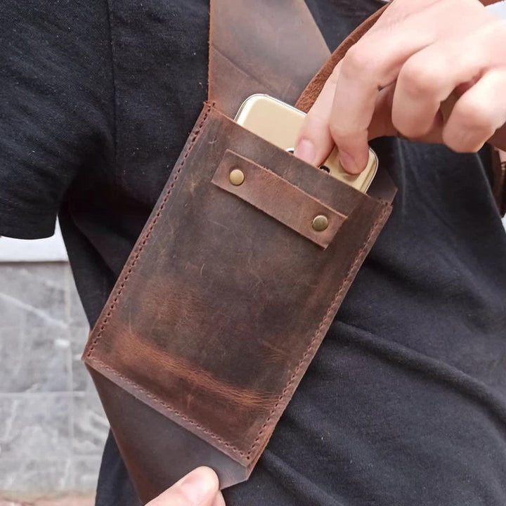 Outdoor Weste Geldbörse Damen Herren Unterarm Leder Achseltasche