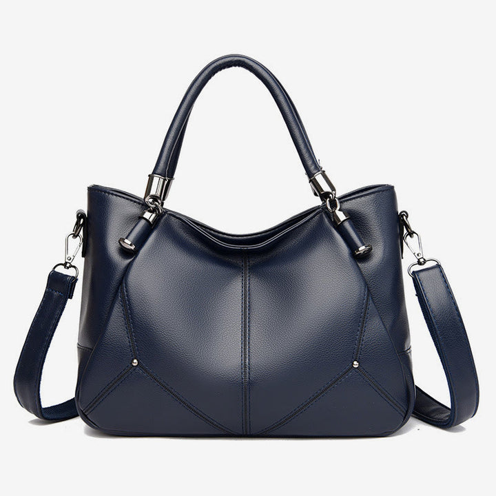 Weiche Lederhandtasche für Damen, verstellbarer breiter Riemen, minimalistische Umhängetasche