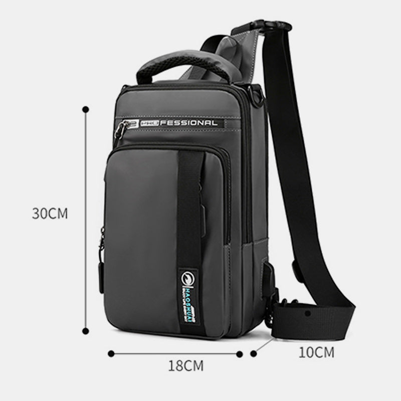 Leichte klassische Schultertasche mit mehreren Taschen und USB-Ladeanschluss für 4 Verwendungszwecke