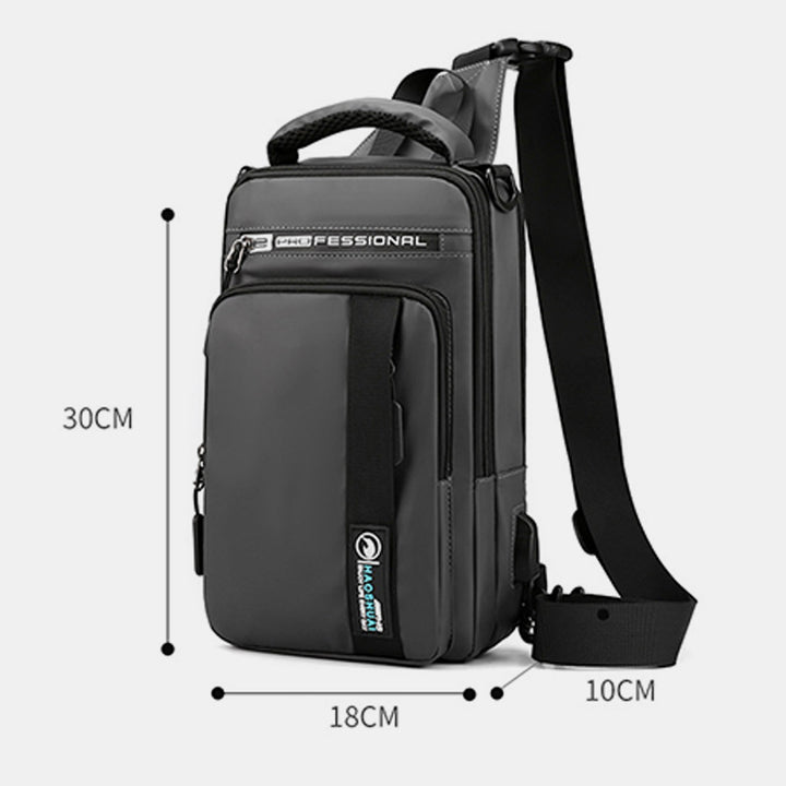Leichte klassische Schultertasche mit mehreren Taschen und USB-Ladeanschluss für 4 Verwendungszwecke