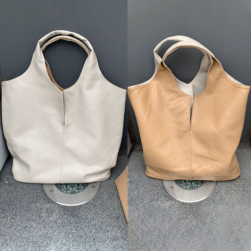 Leder Tote Schultertasche für Frauen Doppelseitige Hobo Geldbörse Bucket Handtasche