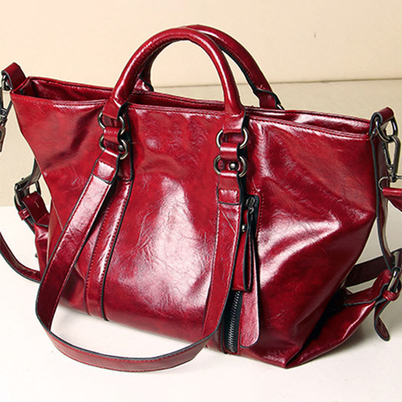 Große Reisetasche für Damen, minimalistische Handtasche aus schlichtem Leder