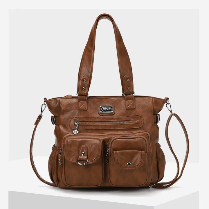 Große Umhängetasche für Damen mit mehreren Taschen und zwei Verwendungsmöglichkeiten