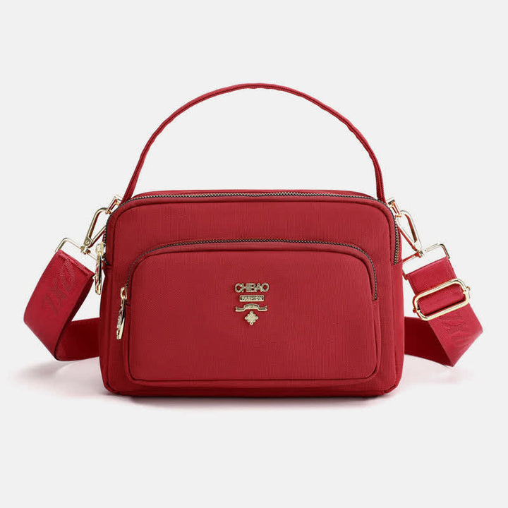 Umhängetasche mit Dreifach-Reißverschluss für Damen, wasserdichte, leichte Schulterhandtasche aus Nylon