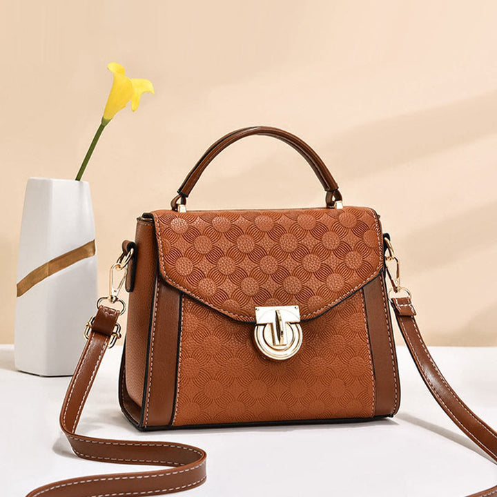 Clamshell-Tasche mit Henkel oben für Damen, klassische Farbe, kleine Umhängetasche