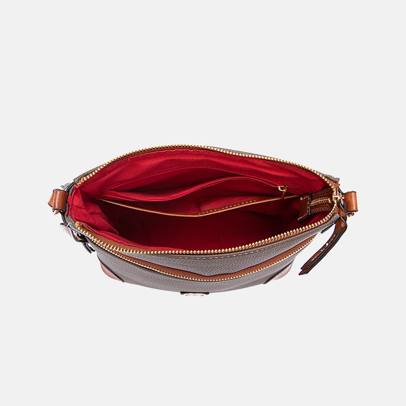 Umhängetasche für Damen, mehrfarbige Ledertasche mit Lychee-Grain-Textur