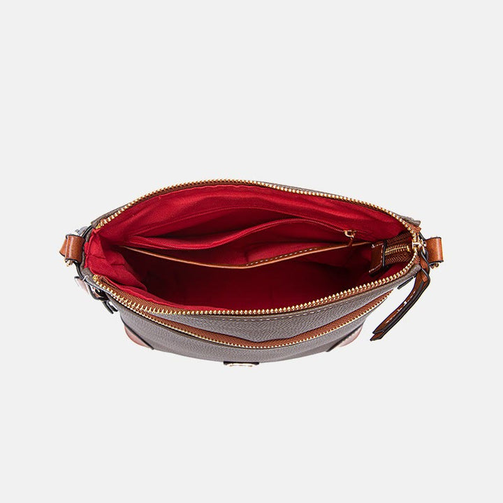 Umhängetasche für Damen, mehrfarbige Ledertasche mit Lychee-Grain-Textur