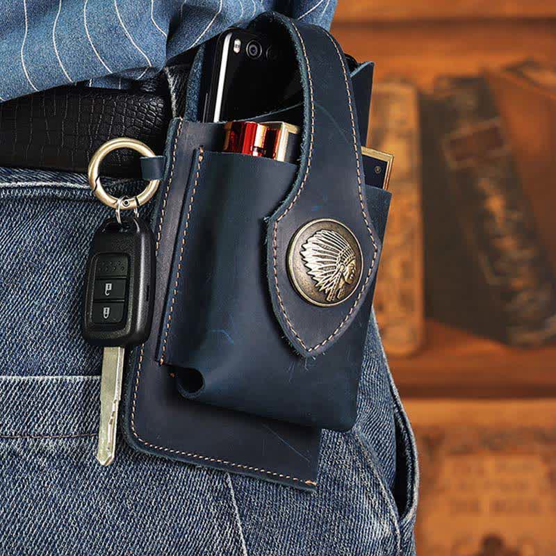 Retro Leder Telefon Holster für Männer Universal Fall Taille Tasche EDC