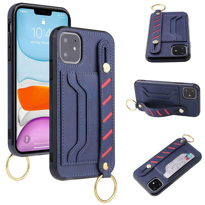 Leder-Handyhülle für iPhone und Samsung mit Kartenfach und Armband