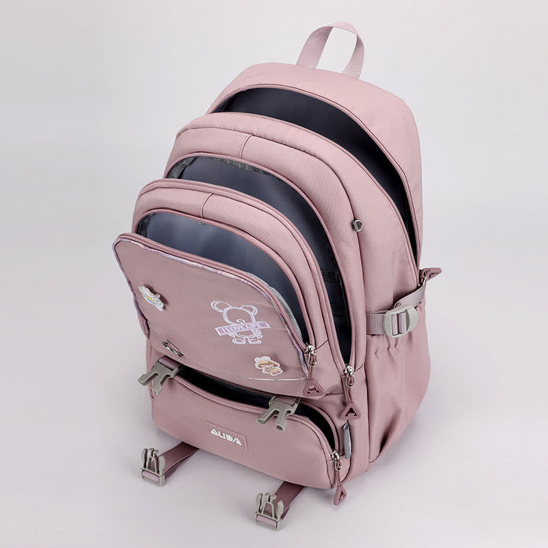 Rucksack für Damen, mehrere Taschen, großes Fassungsvermögen, Polyesterfaser, Schul-Tagesrucksack