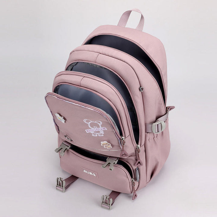 Rucksack für Damen, mehrere Taschen, großes Fassungsvermögen, Polyesterfaser, Schul-Tagesrucksack
