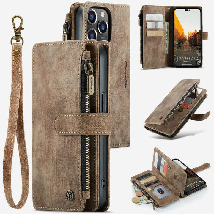 Retro-Handytasche aus Leder für iPhone und Samsung mit Münzfach
