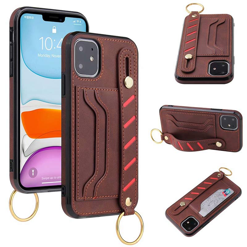 Leder-Handyhülle für iPhone und Samsung mit Kartenfach und Armband