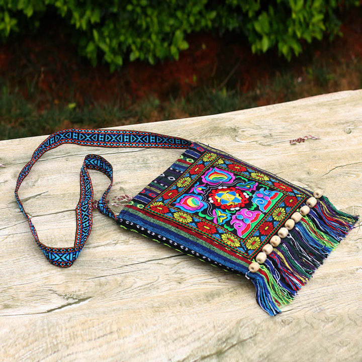 Folk Custom Schultertasche Damen Vintage Stickerei Canvas Umhängetasche