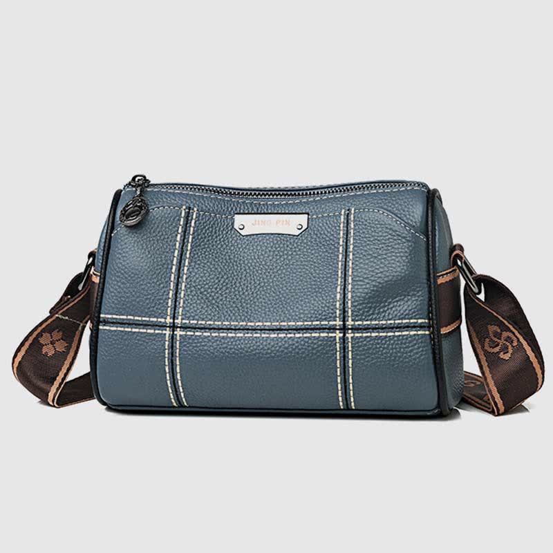 Kleine Umhängetasche aus echtem Leder mit drei Fächern, Schultertasche für Damen