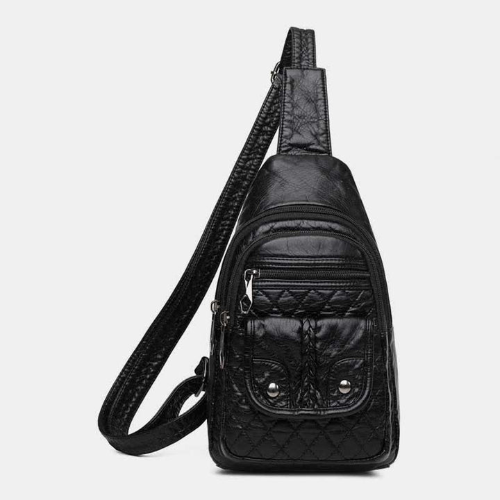 Retro Sling-Rucksack für Damen, mehrere Taschen, Umhängetasche aus PU-Leder