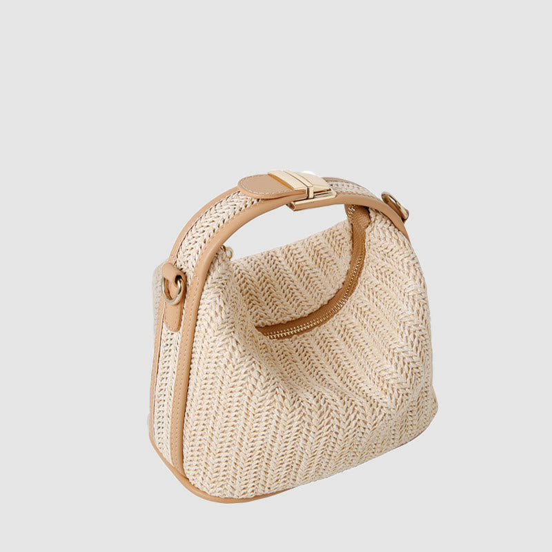 Umhängetasche für Damen, Sommer, Strand, Stroh, Schultertasche