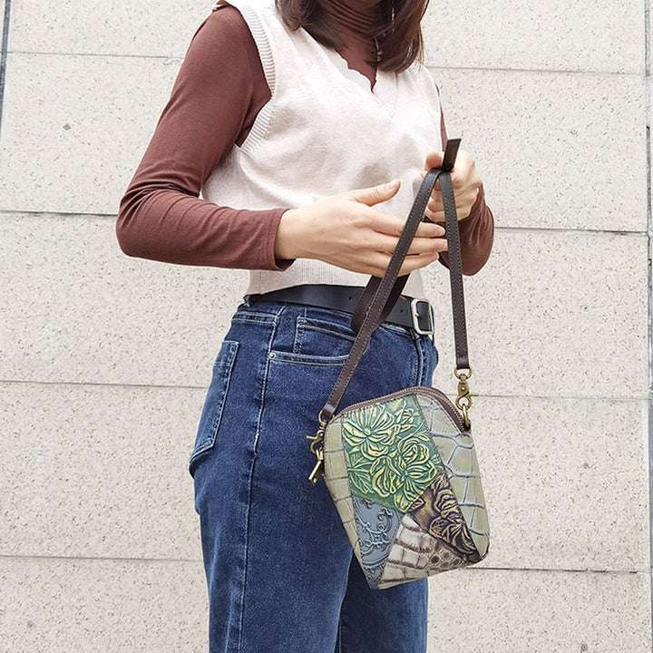 Handytasche für Damen Vintage Custom Mini Umhängetasche aus Rindsleder