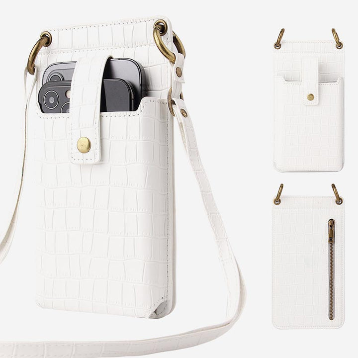 Elegante Umhängetasche fürs Telefon mit mehreren Fächern und Spiegel