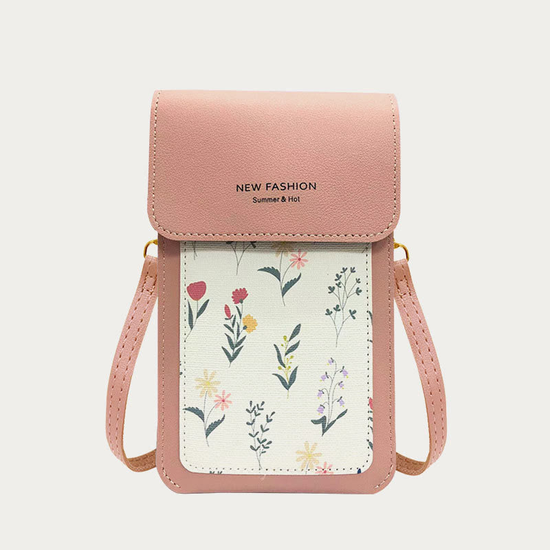 Handytasche für Damen, transparente, berührbare Umhängetasche mit Mini-Aufdruck