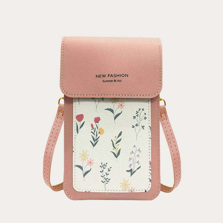Handytasche für Damen, transparente, berührbare Umhängetasche mit Mini-Aufdruck