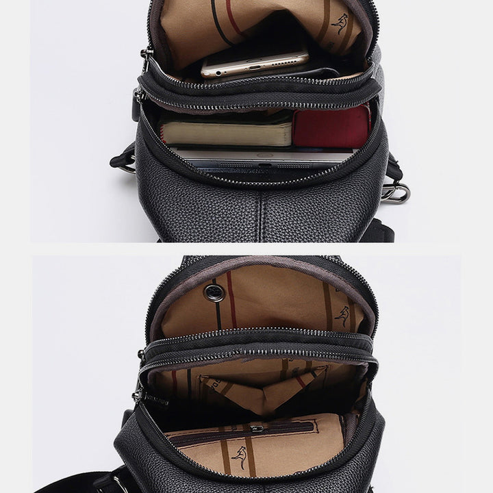 Sling Pack-Umhängetasche für Herren aus echtem Leder mit USB-Ladeanschluss