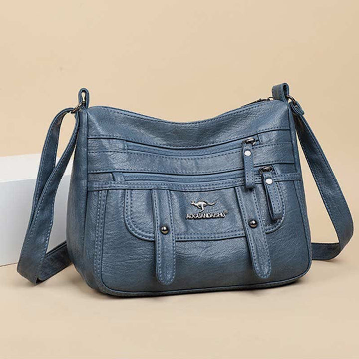 Umhängetasche für Damen, mehrere Taschen, weiches Leder, Reißverschlusstasche, Schultertasche